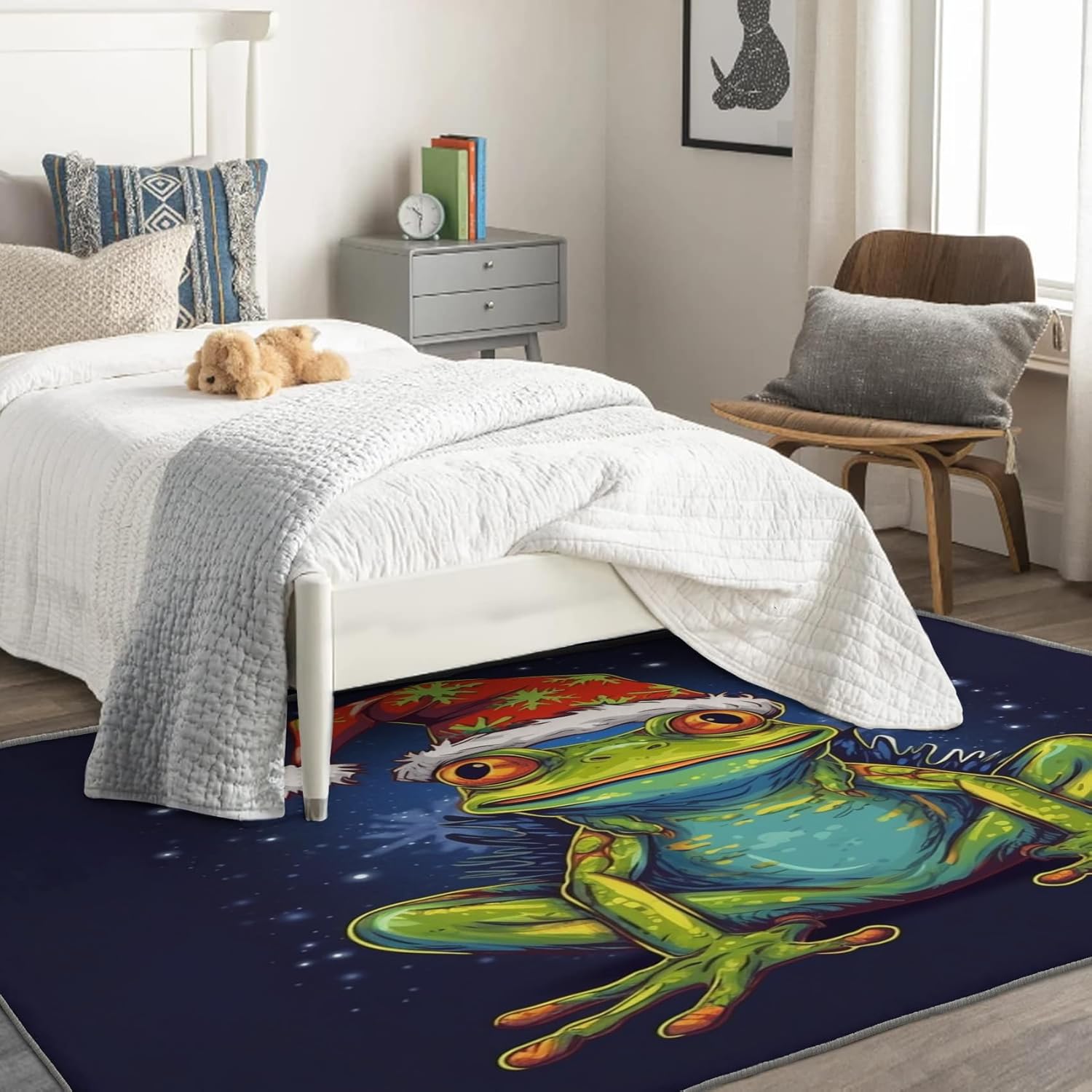 Christmas Frog Rug & Home Decor - 2x3 Rug - Amphibian Rugs for Entryway Living Room Bedroom - Kids Carpet - Washable Non Slip Soft Low Pile Indoor Door Mat & Room Decor