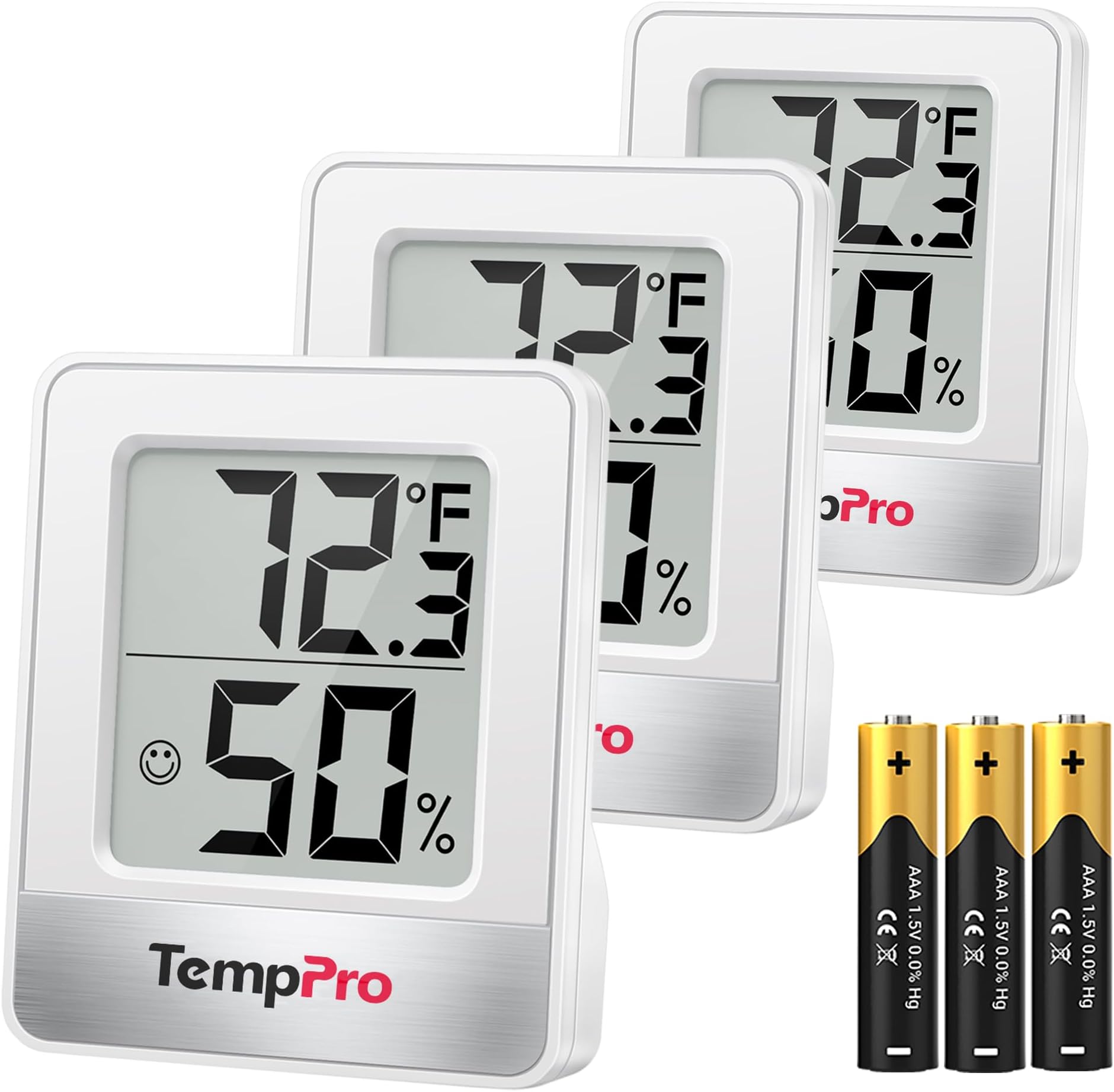 TempPro TP49 3 Pieces Digital Hygrometer Indoor Thermometer Humidity Meter Mini Hygrometer with Temperature and Humidity Monitor Outdoor and Room Thermometer Weather Station (Previously ThermoPro)