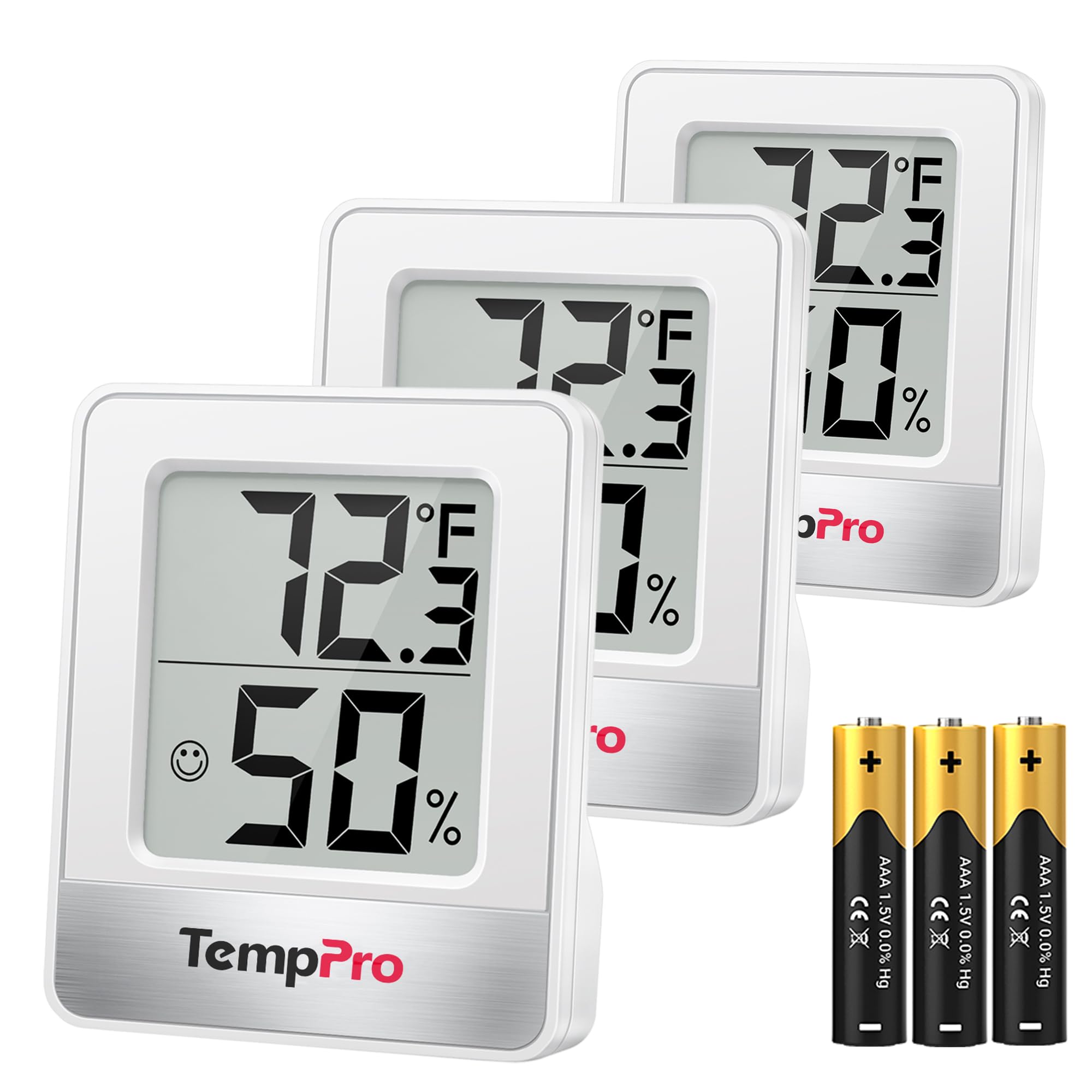 TempPro TP49 3피스 디지털 습도계 실내 온도계 습도계 미니 습도계 온도 및 습도 모니터 야외 및 실내 온도계 기상 관측소(이전 ThermoPro)