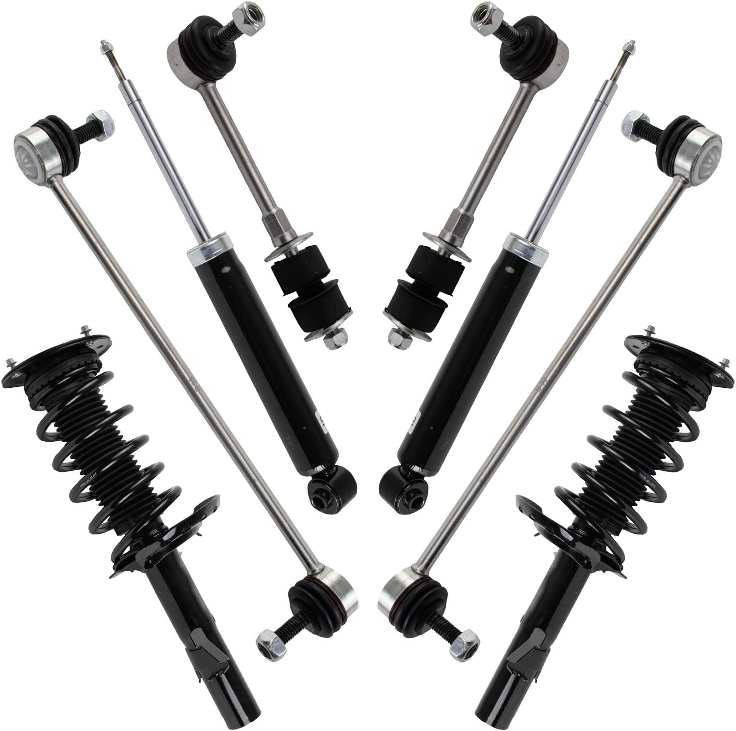 TRQ Front and Rear Suspension Kit Complete Strut & Coil Spring Assembly Shock Absorber Sway Bar Stabilizer Link Compatible with 2011-2017 Volvo S60 2015-2017 V60