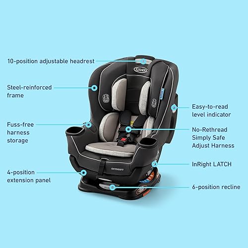 Miniatura 7 de Graco Extend2Fit - Asiento convertible para automóvil para bebé, orientado hacia atrás y hacia adelante, panel de extensión ajustable para espacio