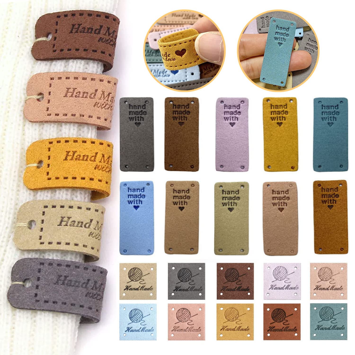 20 Etichette Cucite Handmade - Targhette Personalizzate Per Vestiti, Borse E Uncinetto - Foto 2