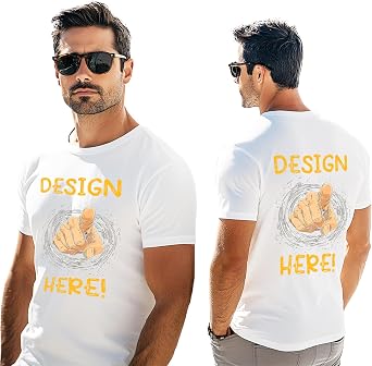 Custom T Shirt for Men Women Customize Design Your Own Front Back Print Personalized T-Shirts Add Text Photo Logo