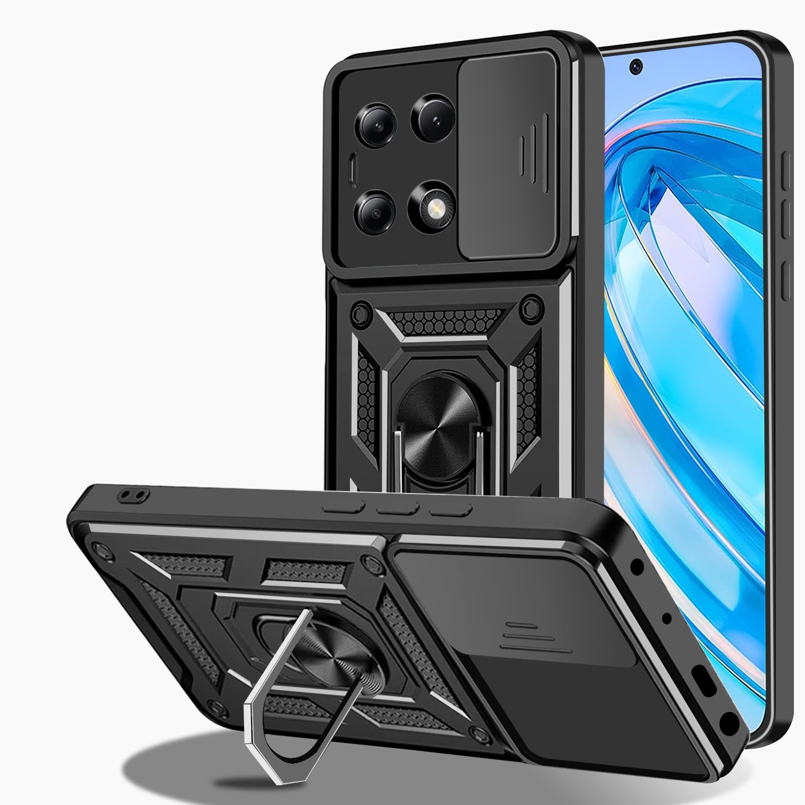 Cover Con Anello Per Xiaomi Redmi Note 13 Pro 5G – Custodia Antiurto Con Protezione Fotocamera E Staffa Girevole 360°