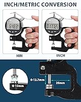 Vista 5 de Digital Thickness Gauge 0.001mm/0.00005" 0-12.7mm/0.5" Electronic Micrometer Thickness Meter with LCD Display, Unit Conversion, Storage Case
