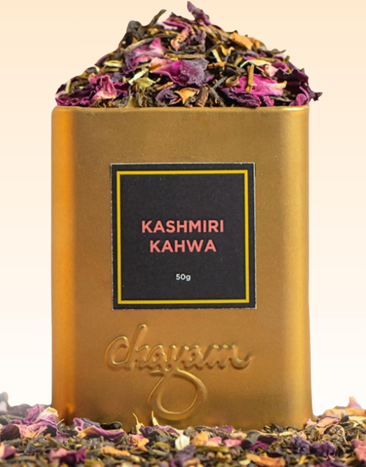 CHAYAM Kashmiri Kahwa Green Tea | 50g Loose Green Tea with Natural Saffron Flavour & Real Cardamom, Cinnamon, Cloves, Almo...