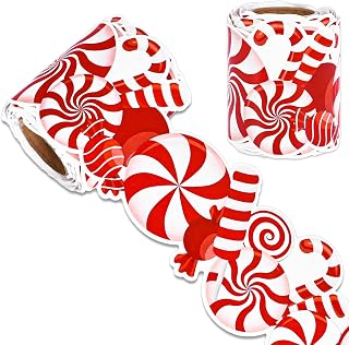 Whaline 32.8 Ft Christmas Bulletin Board Border Candy Peppermint Border Trim Self Adhesive Xmas Red Bulletin Board Stickers Roll for Classroom Office Chalkboard Party Decor