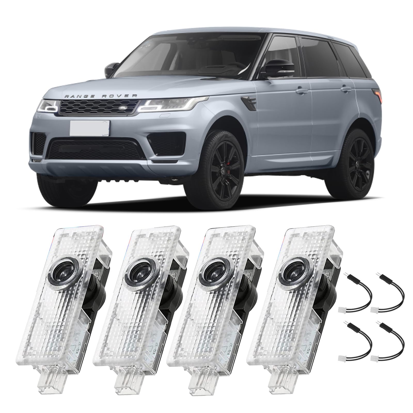 4 Pièces Eclairage de Porte Logo pour Lumière de Porte de Voiture Range Rover/Discovery/Discovery Sport/Aurora/Freelander, Projecteur de Porte de Voiture