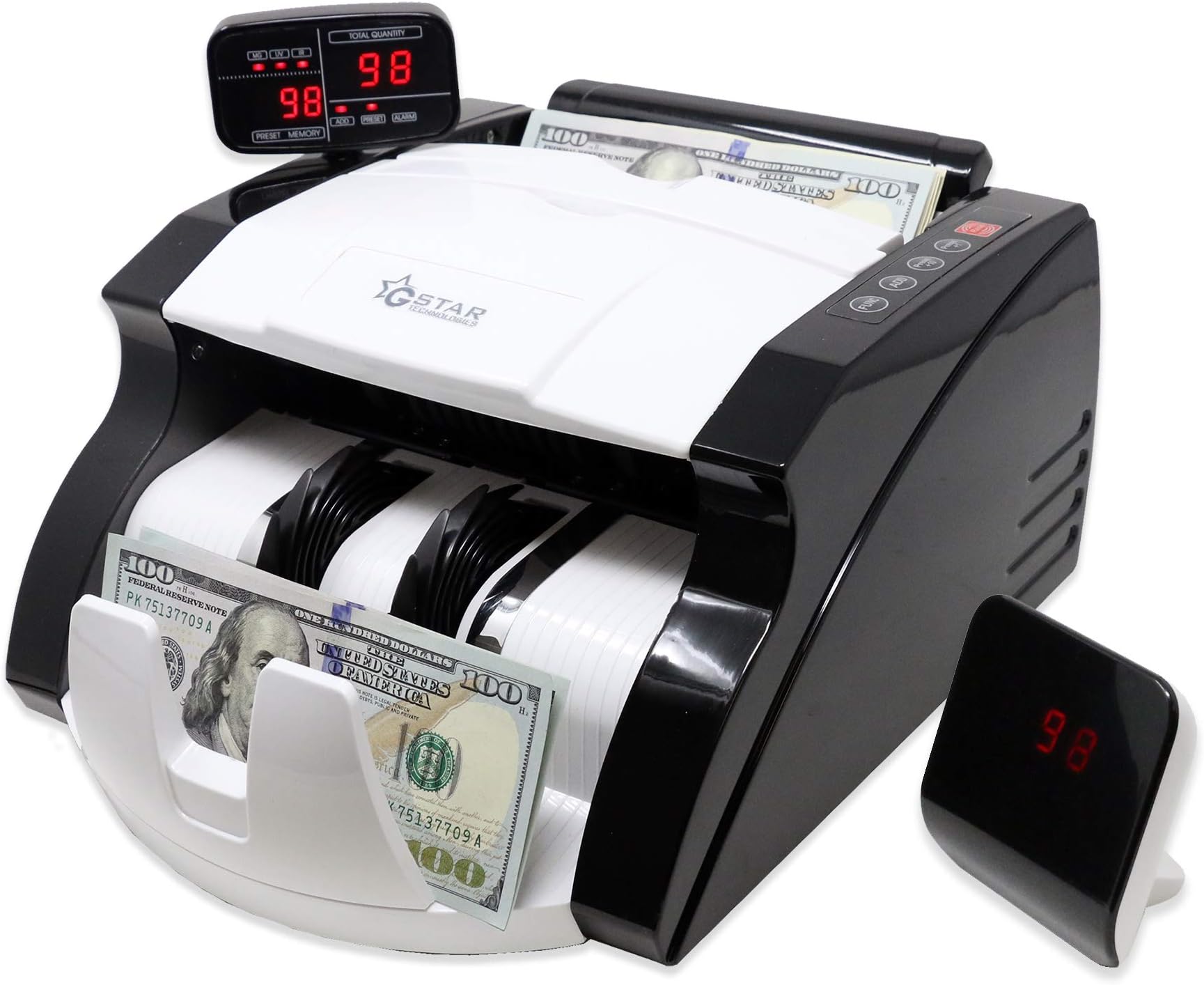 GStar Money Counter with UV/MG/IR Counterfeit Bill Detection Plus External Display with Warranty, American Brand, American Seller (Rotatable Display Screen)