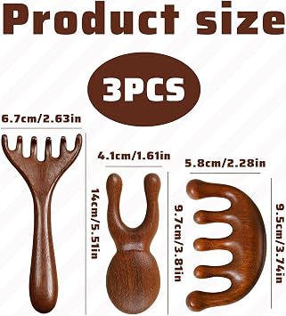 3 PCS Head Massager Scalp Comb,Deer Antler Wooden Head Massage Comb,Wooden Scalp Massager,Wide Teeth Gua Sha Combs for Head Scalp
