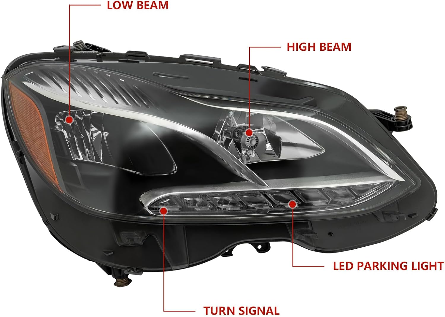 Front LED Headlight Assembly for 2014-2016M-Benz E-Class W212,Black Housing Right Side Headlamp,Headlamp Assembly Replacement (Right Side)