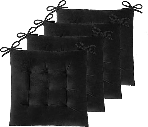 ELFJOY Juego de 4 cojines cuadrados para silla de interior, cojines de asiento gruesos y suaves para cocina, comedor, silla de oficina (18 pulgadas,