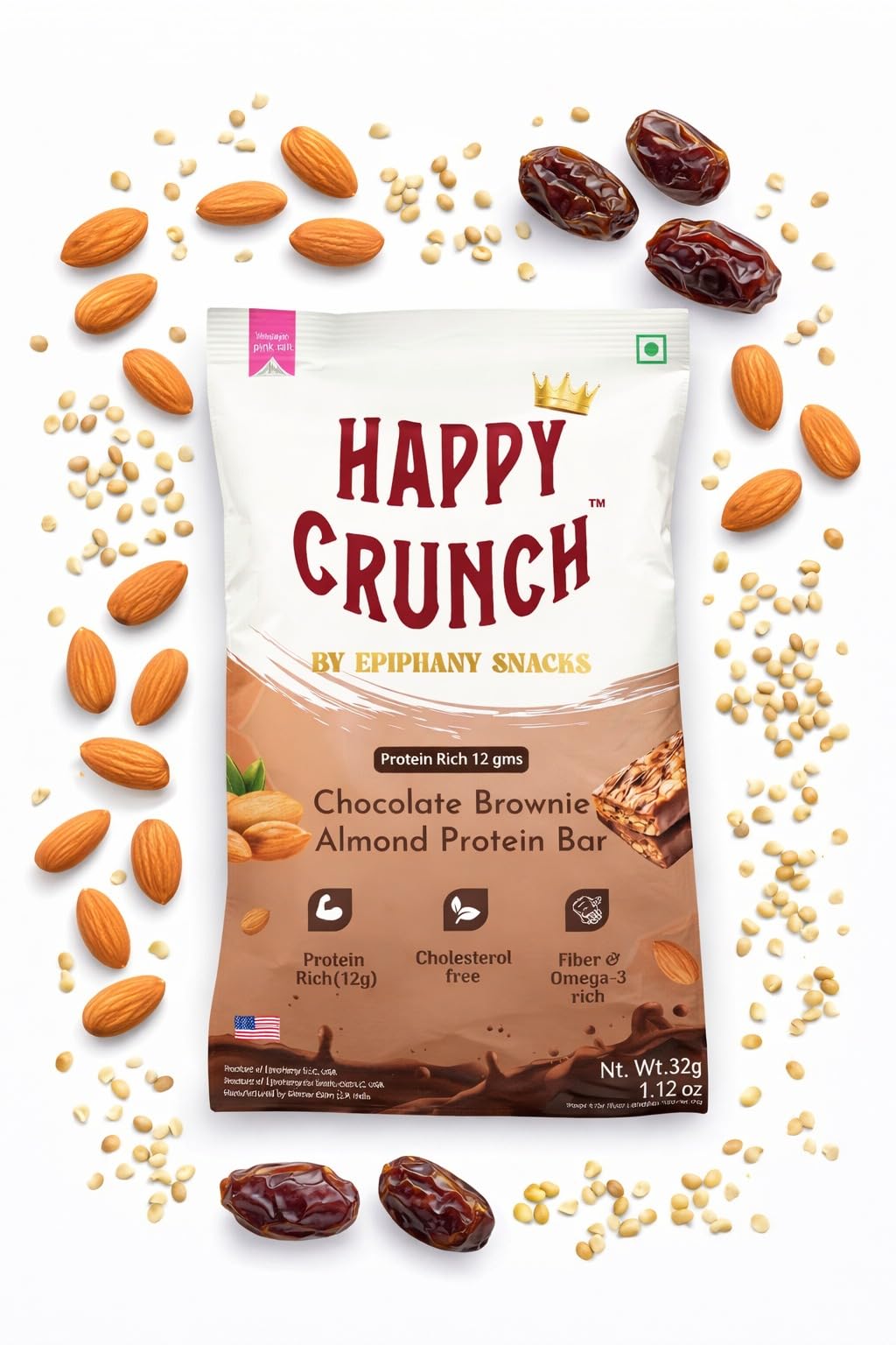 Epiphany Snacks Chocolate Brownie Almond Protein Bar | High-Protein Energy Treat-image-32