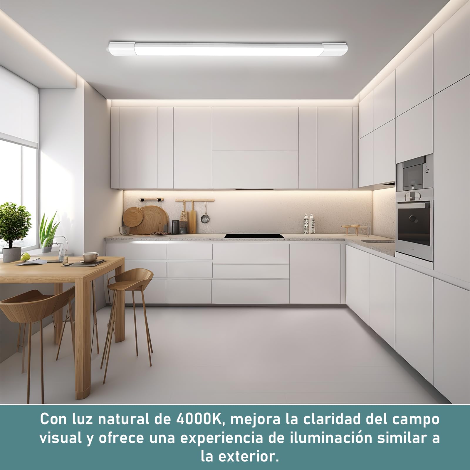 Pack de 2 lámparas LED para ambientes húmedos 60 cm, fluorescente led 4000K, 20W 2200LM lampara techo cocina, IP65 plafon cocina para Oficina Garaje Taller