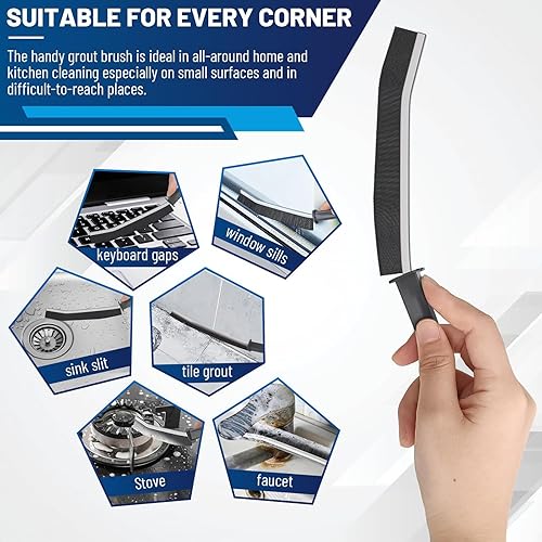 Miniatura 3 de Cepillo de limpieza de hendiduras, 3 piezas, cepillo de lechada para hendiduras, nueva herramienta multifuncional para limpieza de esquinas, cepillo