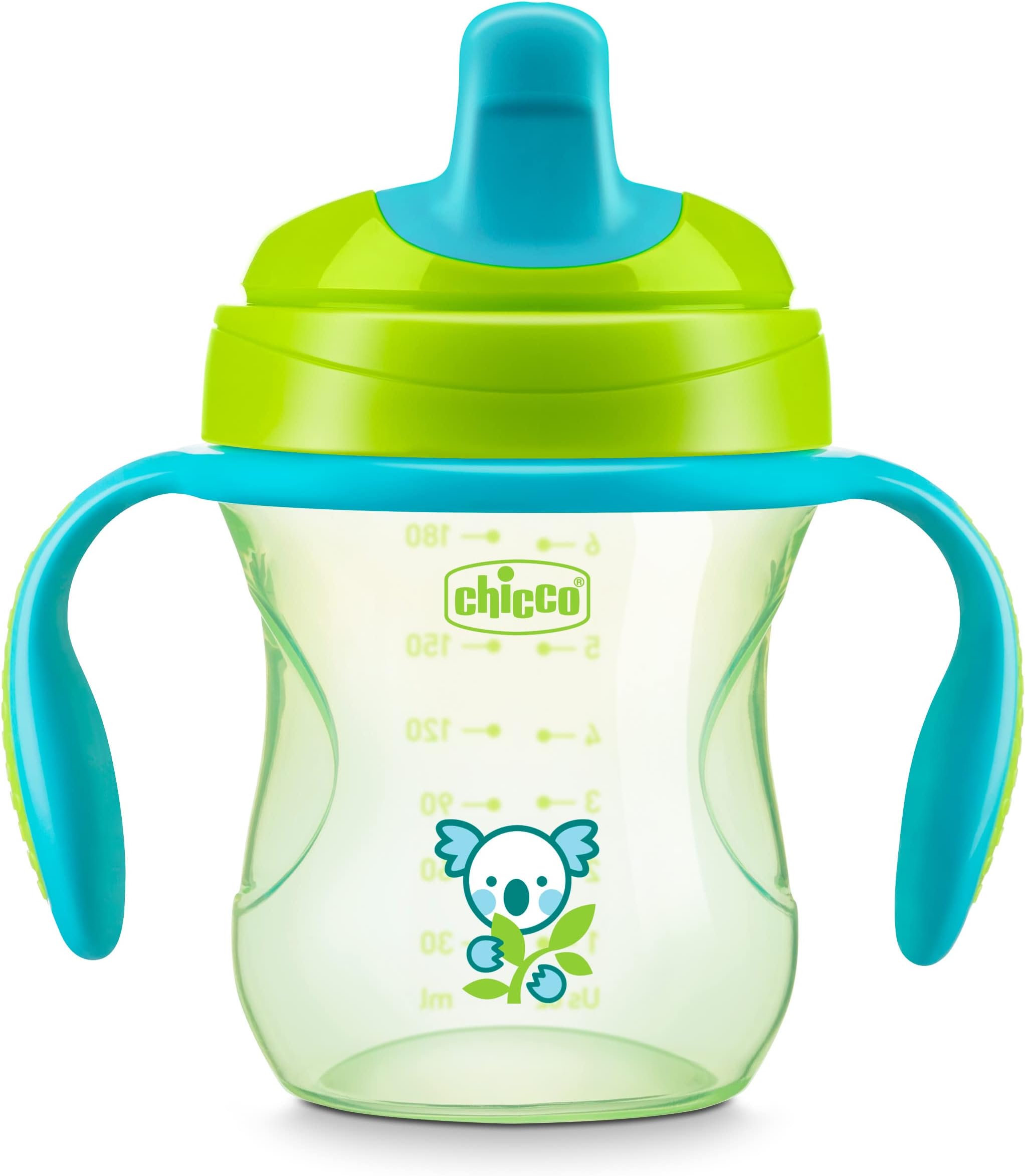 Chicco - Semi-soft trainer with bite resistant spout and 7 oz no-spill lid, removable, non-slip handles, dishwasher safe on top, indentations