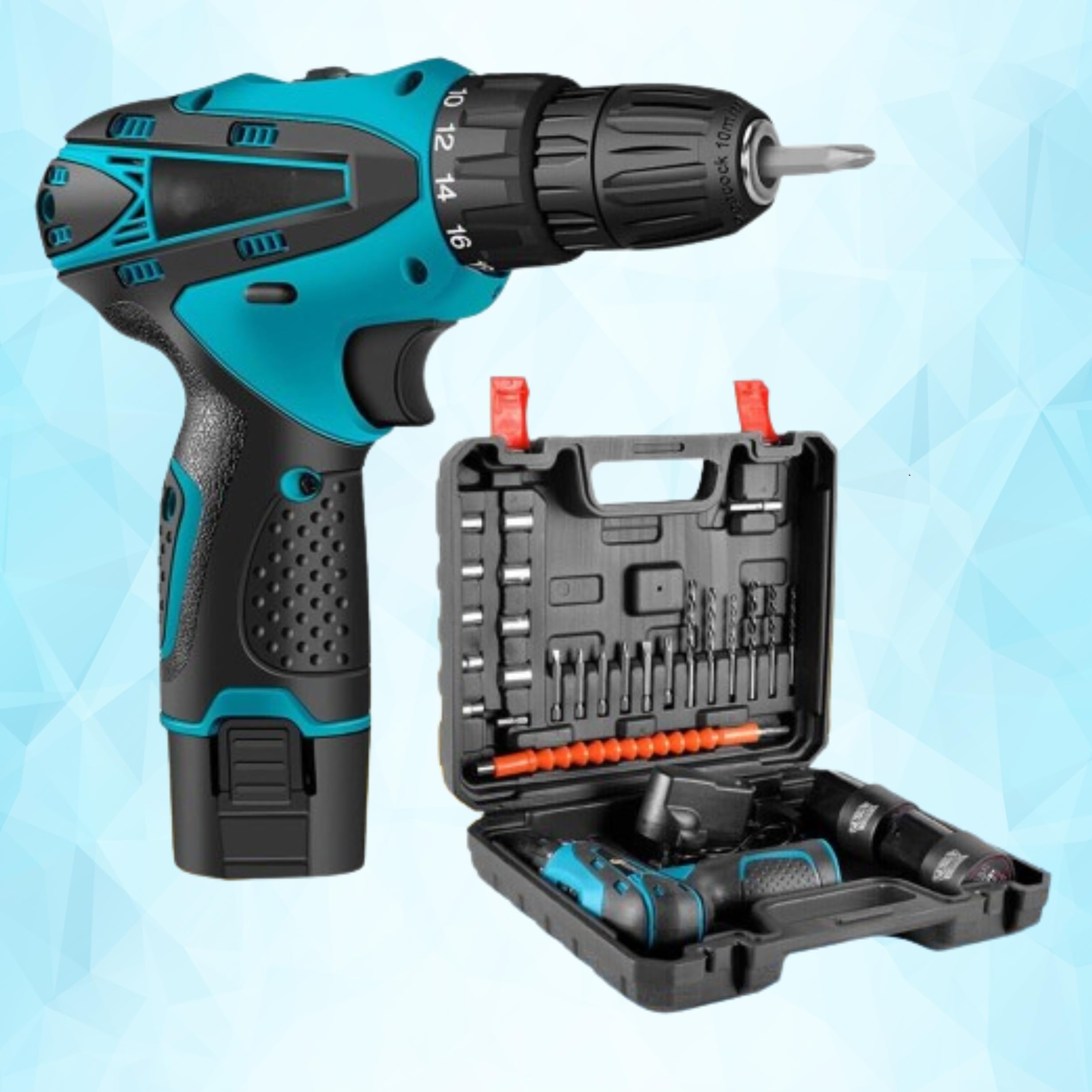 XTOOLS Cordless Screw Driver/Drill With Soft Grip,12V,18 Torque Setting, 2 Modes, Variable Speed, Forward & Reverse,27 Accessories,2 Battery, Adapter, Home DIY & Professional, Blue & Black (B0D4KBKJY9) Amazon Price History, Amazon Price Tracker