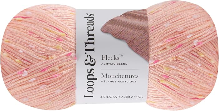Loops & Threads Flecks Yarn - Yarn for Knitting, Crochet, Weaving, and Arts & Crafts - Peachy, Acrylic Blend, 6.53 oz