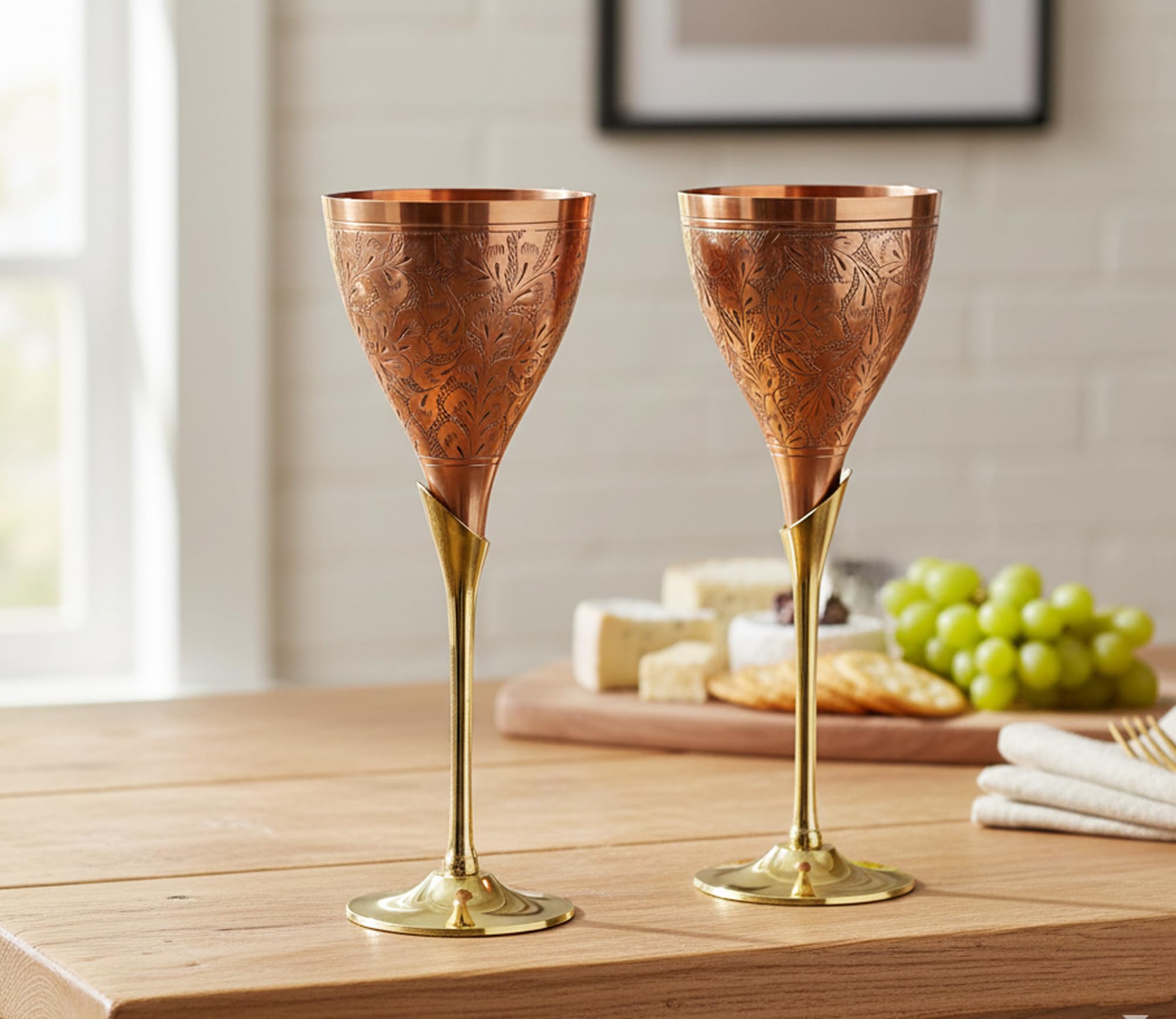 Copper Plated Champagne Glasses - Set of 2 -2
