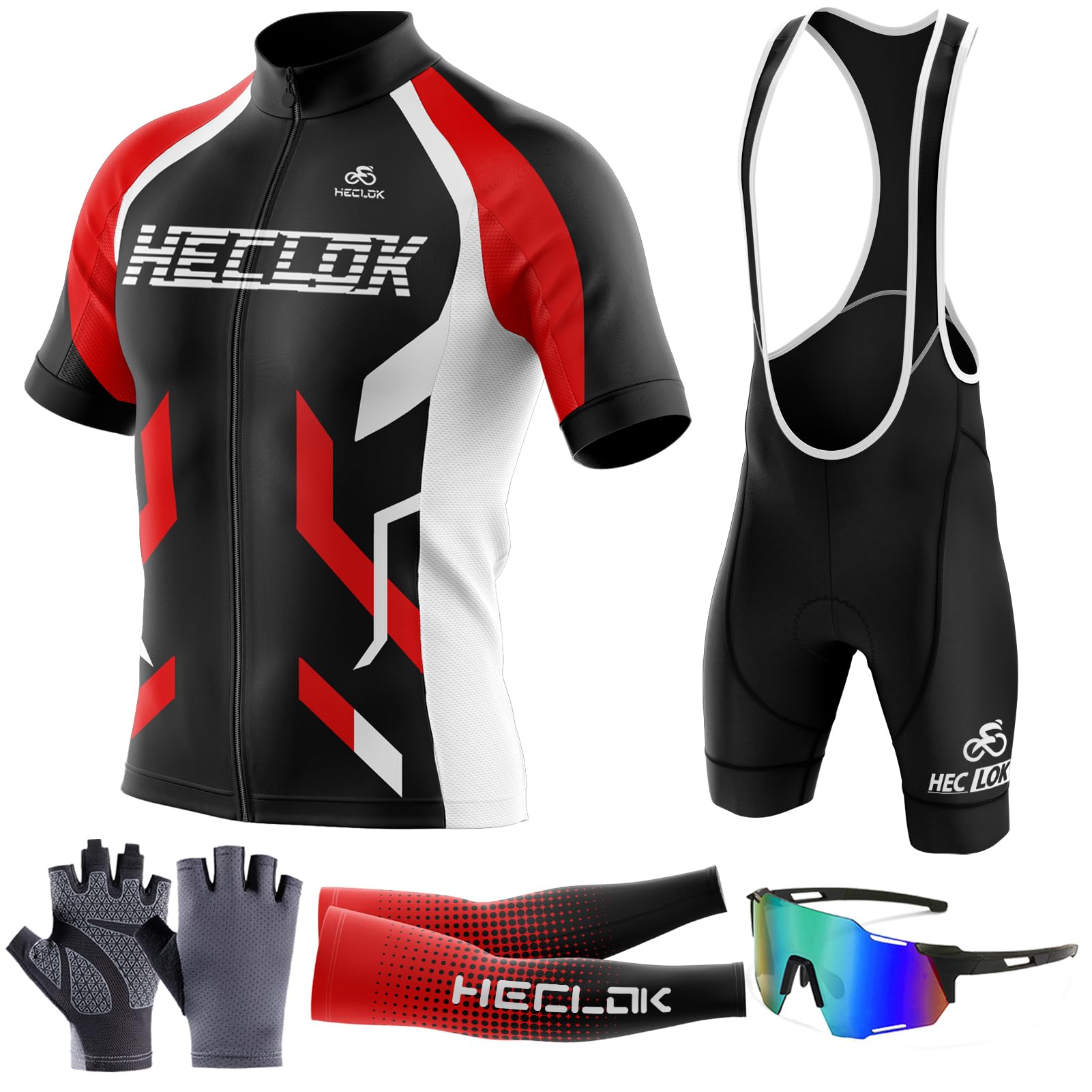 Men's Quick-Dry Cycling Jersey Set Road Bike Bicycle Shirt + Bib Shorts with 9D Gel Padded MTB Riding Clothing kit，Quick Dry All Day Bicycle Clothing Set for Outdoor Riding Sport (TYP-13,L)