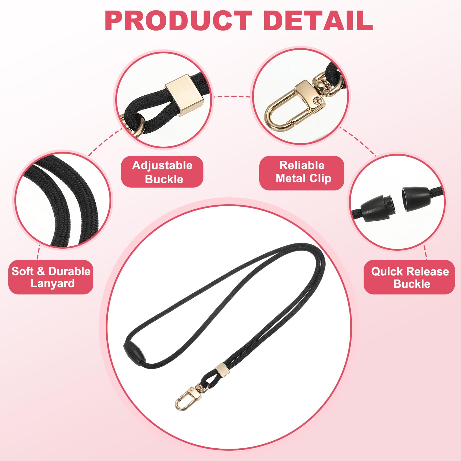 PATIKIL 2Pcs Neck Lanyard Strap for Keys ID Badges Holder Long Keychain Lanyard Black, 19.29 x 0.55 inch - Image 4