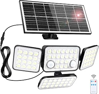 Aialun Solar Lights Motion Sensor Outdoor,5000mAh 292 LEDs 3600LM Bright 8500K Oversized Solar Security Flood Lights Outside Waterproof IP65,Remote Control,Dusk to Dawn 3 Modes for Backyard,Garage