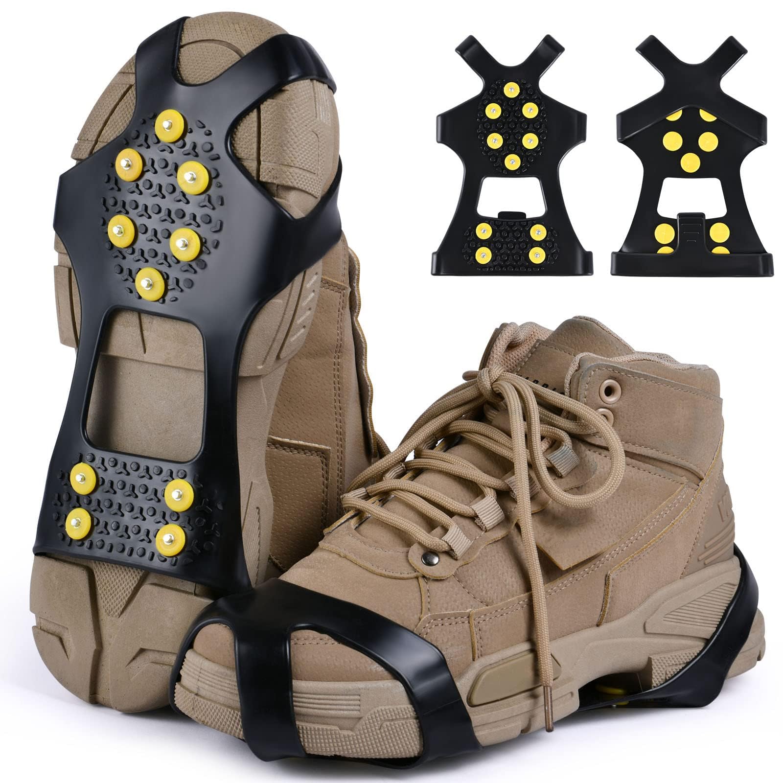 Flintronic Crampons à Neige Antidérapants en Acier Inoxydable pour Chaussures, Griffes à Glace Universelles