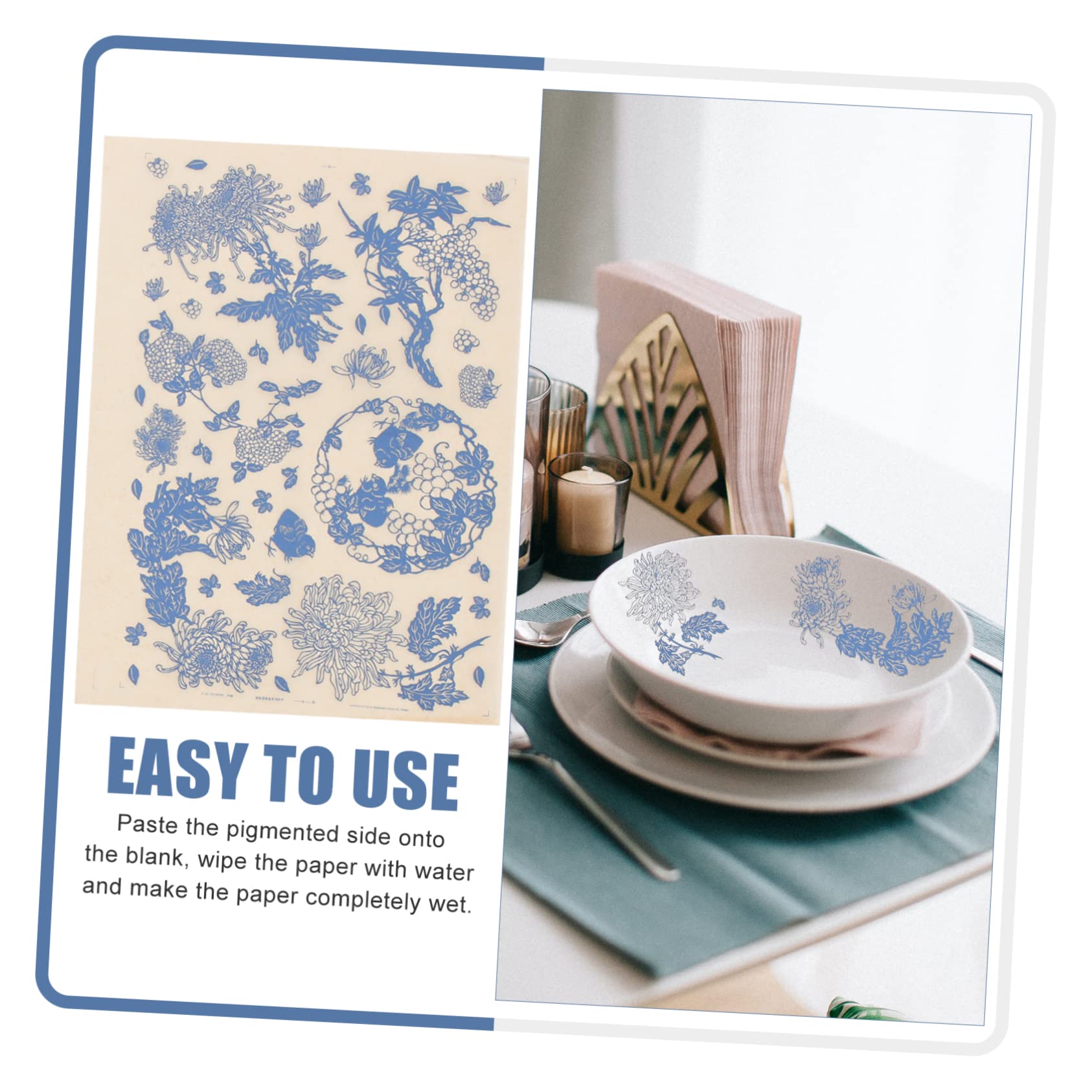 EXCEART 12hojas Papel De Transferencia Cerámico De Estilo Chino para Decoración Artesanal De Calcomanías De Arcilla para Manualidades De Cerámica y Proyectos De DIY