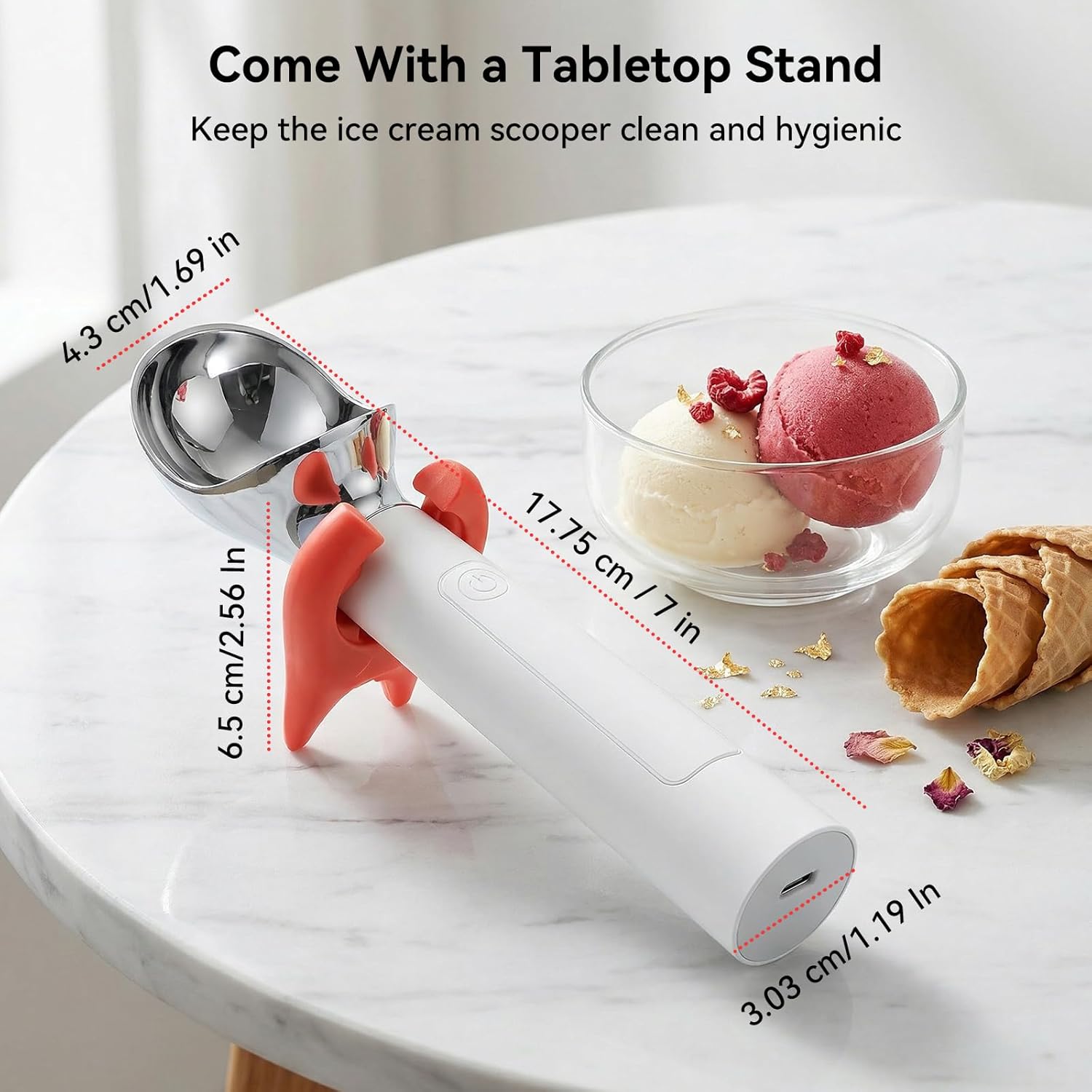 OTraki Heated Ice Cream Scoop, Electric Scooper for Hard Icecream, Heats to 70°C for Hard Ice Cream with LED Display, Waterproof Easy for Seniors
