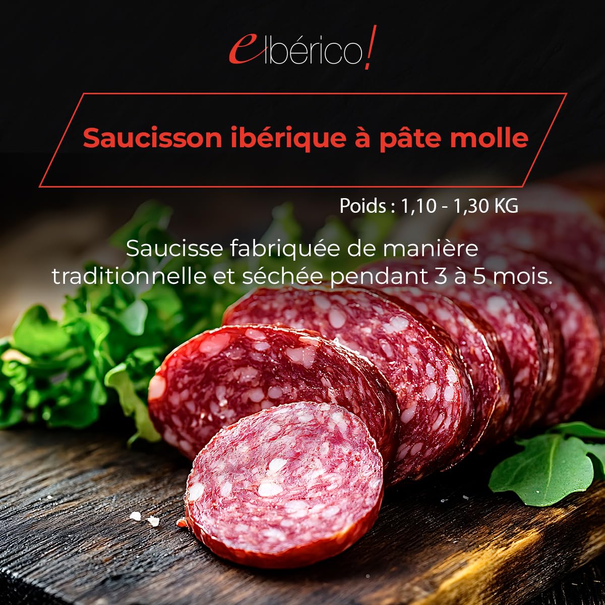 Salchichón Cular Ibérique - Salaison Traditionnelle - Porcs Ibériques - Convient aux Coeliaques - 1,10 – 1,30 KG - EIbérico