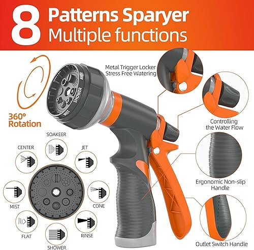 Miniatura 7 de SPECILITE Manguera de agua para jardín de 25 pies x 34 pulgadas, resistente, flexible y ligera, resistencia a explosión de 600 psi, tubo de goma