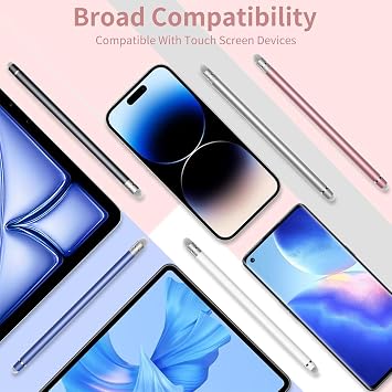 5 Pack Stylus Pen for Touchscreen, Dual Ended Fiber Tip
