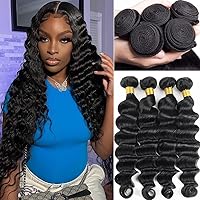 Vista 35 de Aelinsi 3 paquetes de cabello humano virgen brasileño suelto con cierre, grado 12A, sin procesar, con cierre de encaje 4 x 4, parte libre