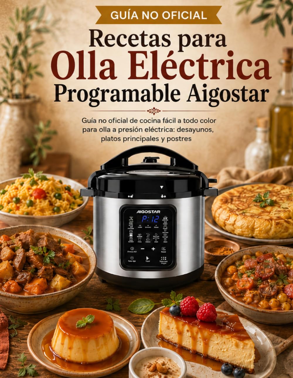 Recetas para Olla Eléctrica Programable Aigostar: Guía no oficial de cocina fácil a todo color para olla a presión eléctrica: desayunos, platos principales y postres