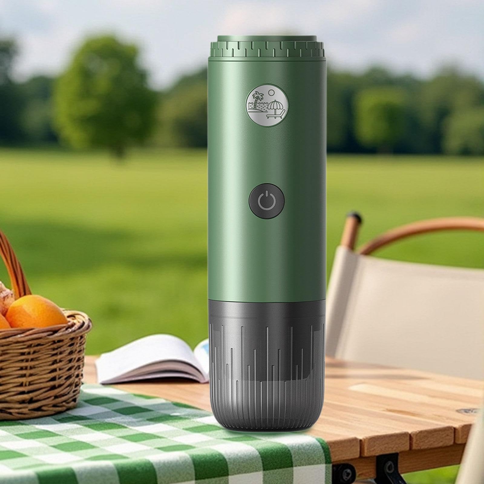 Cafetera Eléctrica de Espresso, de Funcionamiento Manual, con Conexión USB-C. Mini Cafetera Portátil de Mano para Oficina Y Camping, Verde, Individual