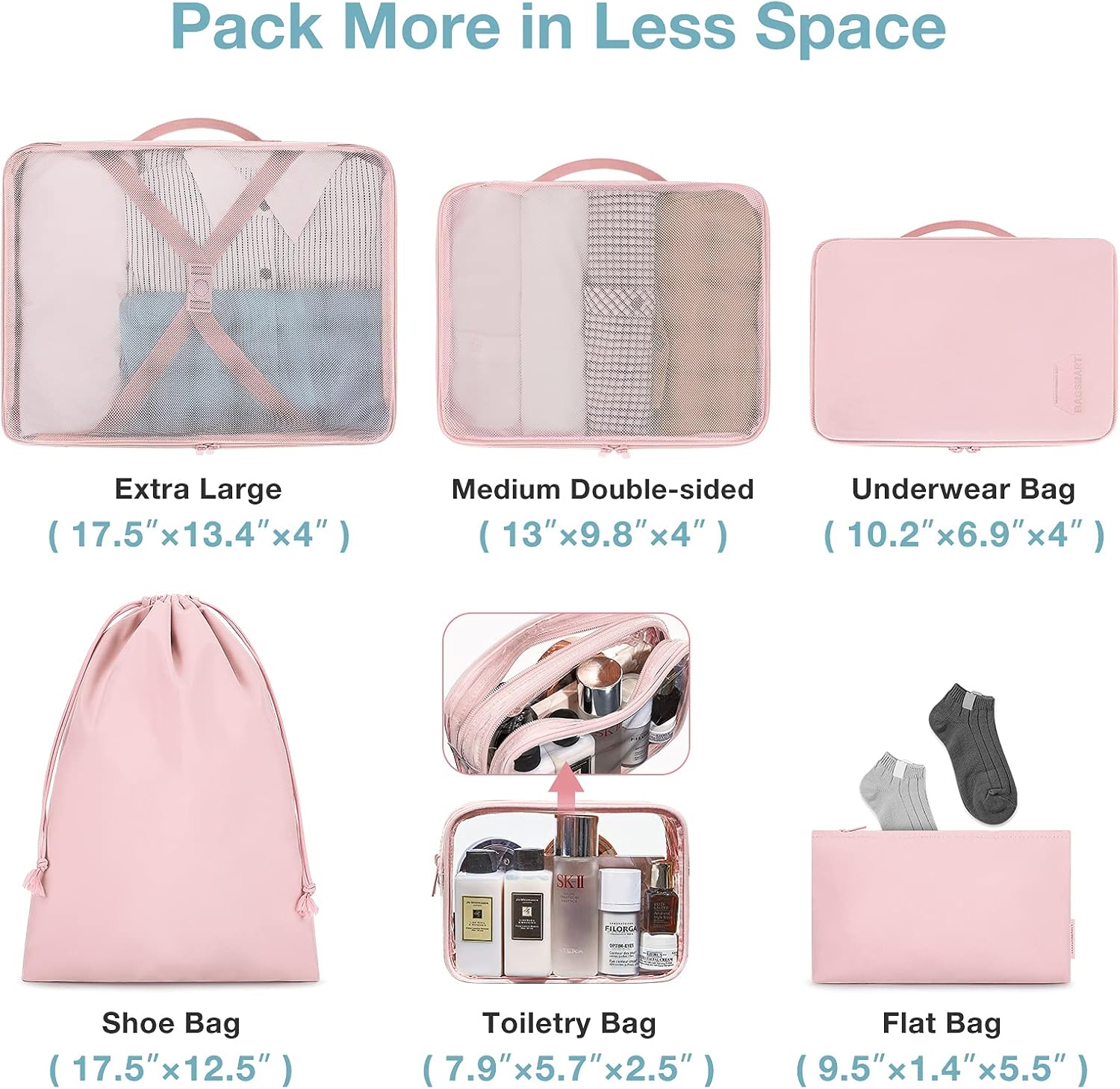 Packing Cubes, BAGSMART 6 Set Compression Packing Cubes for Suitcase, Lightweight Travel Organizer Bags for Luggage, Waterproof Suitcase Organizers for Woman & Man : Clothing, Shoes & Jewelry