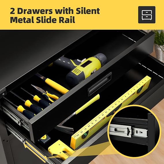 Work Benches for Garage with Drawers(Black,31.8''x16.5''x52'')