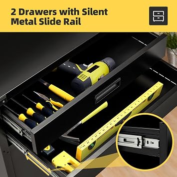 Work Benches for Garage with Drawers(Black,31.8''x16.5''x52'')
