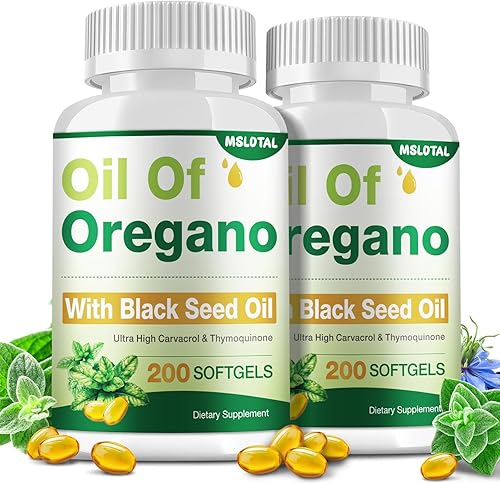 Aceite de orégano con aceite de semilla negra 400 cápsulas de aceite de orégano orgánico, apoyo inmunológico y digestivo, apoyo antioxidante, a