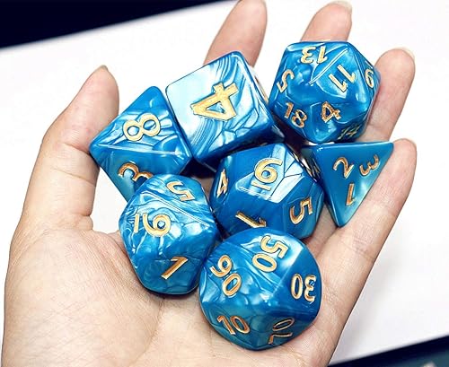 Miniatura 7 de Dados DND Dados de 0.984 in Azul RPG Dados para Calabozos y Dragones D&D Pathfinder MTG Dados poliédricos gigantes con bolsa de dados