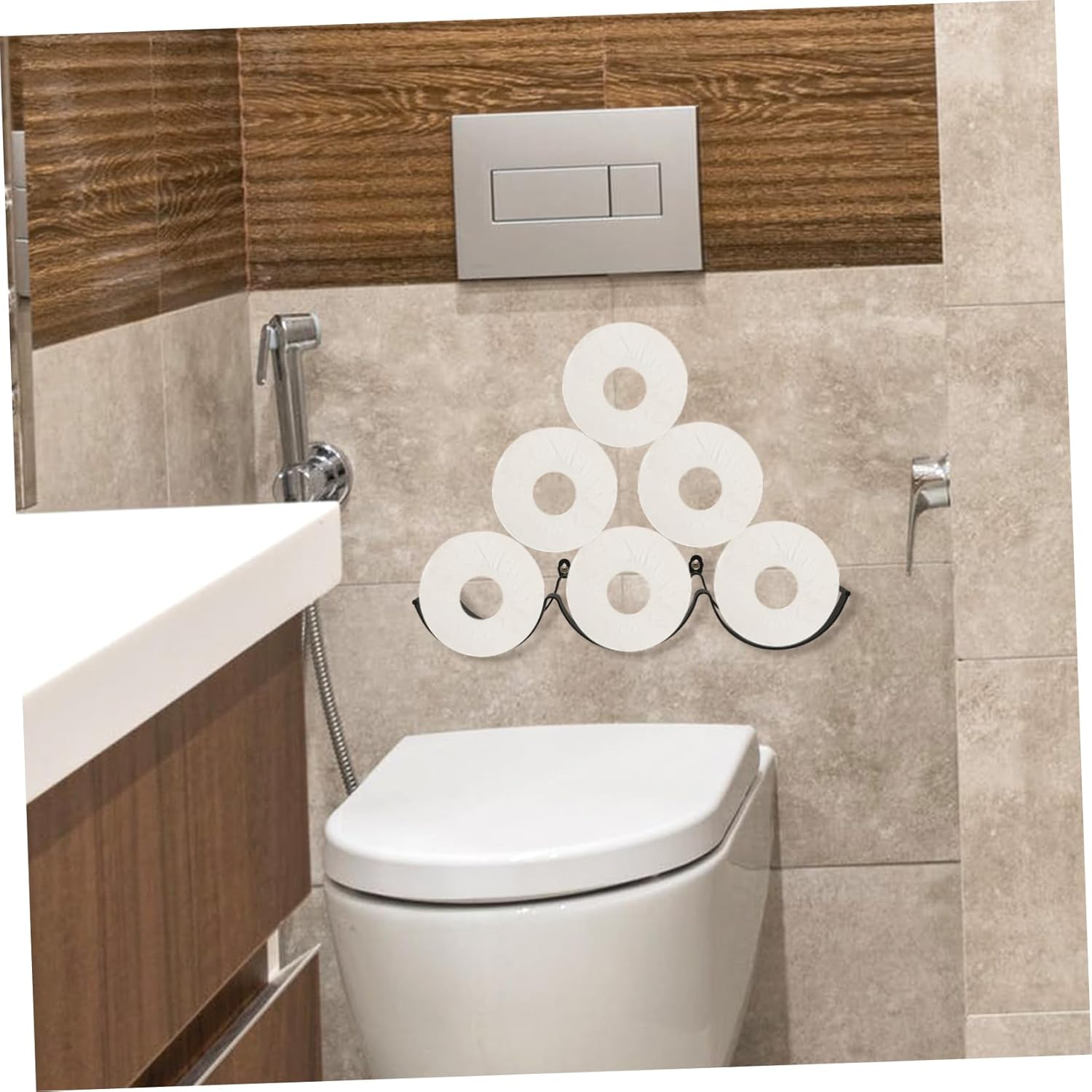 Toilet Paper Holder Wall-Mounted Paper Towel Rack Black Bathroom Shelves Home Decor