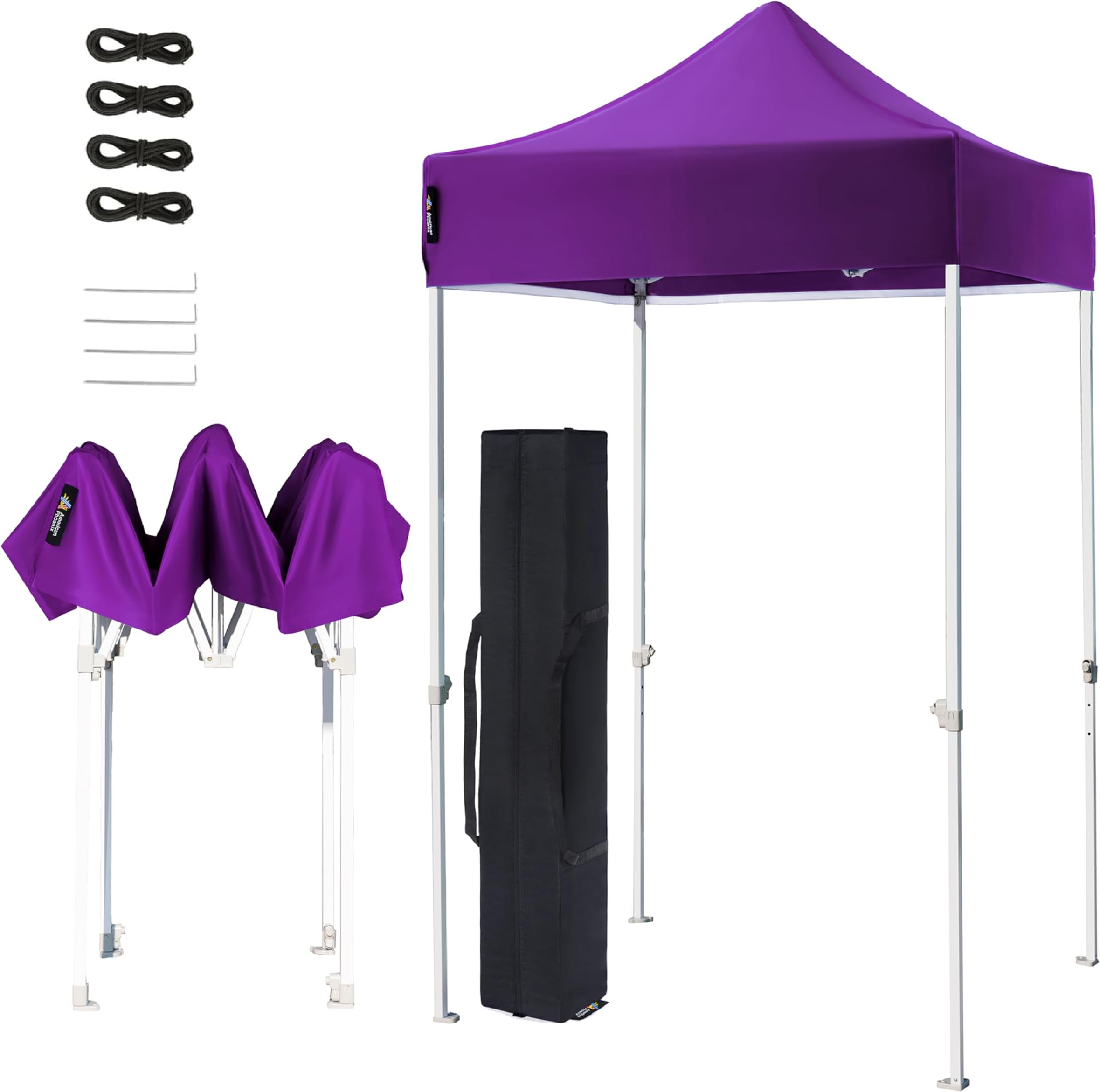 AMERICAN PHOENIX Canopy Tent 5x5 Pop Up Portable Tent Commercial Outdoor Instant Sun Shade (5'x5' (Black Frame), Purple)