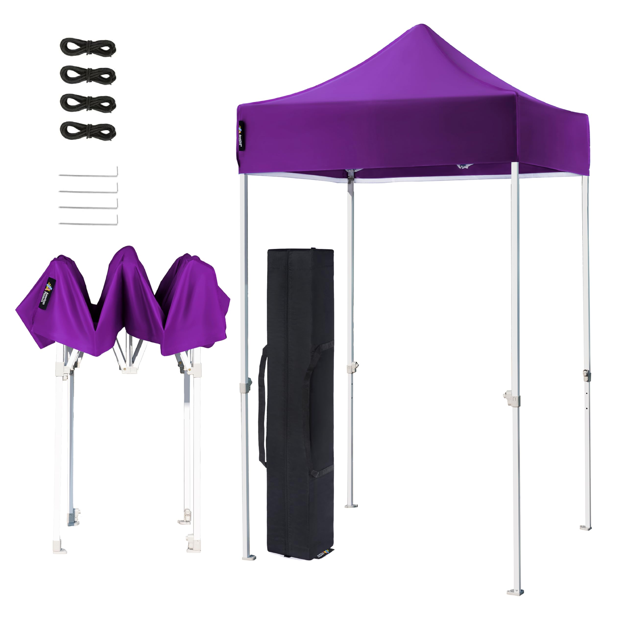 AMERICAN PHOENIX Canopy Tent 5x5 Pop Up Portable Tent Commercial Outdoor Instant Sun Shade (5'x5' (Black Frame), Purple)