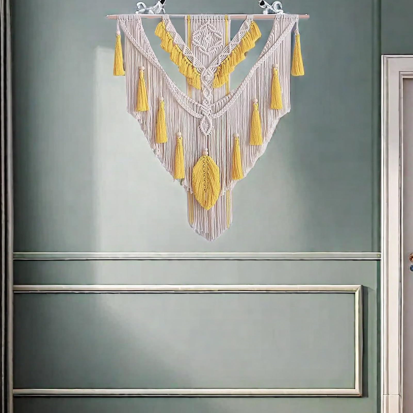 Rideaux en macramé Tentures Murales Rideaux en Macramé, Toile De Fond De Mariage en Macramé De Coton, Longue Tenture Murale en Macramé, Assemblage Facile