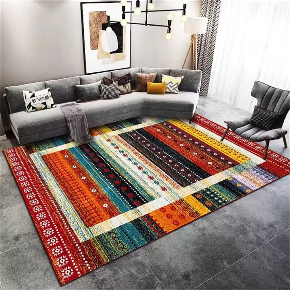 Tapis de salon rouge 140x180 cm tapis de sol enfant vintage doux