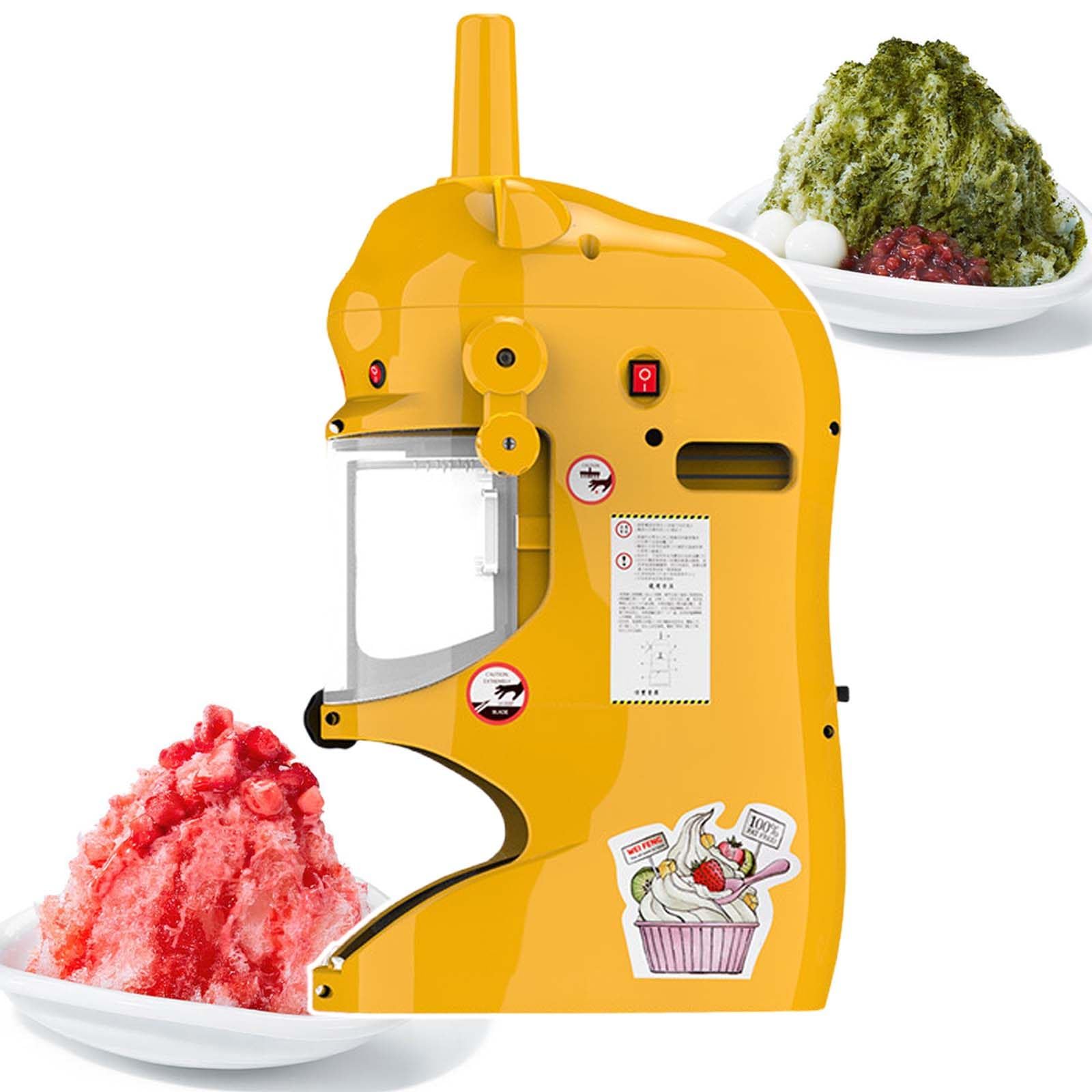 YXZQLOZ Electric Ice Shaver Snow Cone Maker,Professional Ice Crusher,With Adjustable Ice Thickness (Yellow)