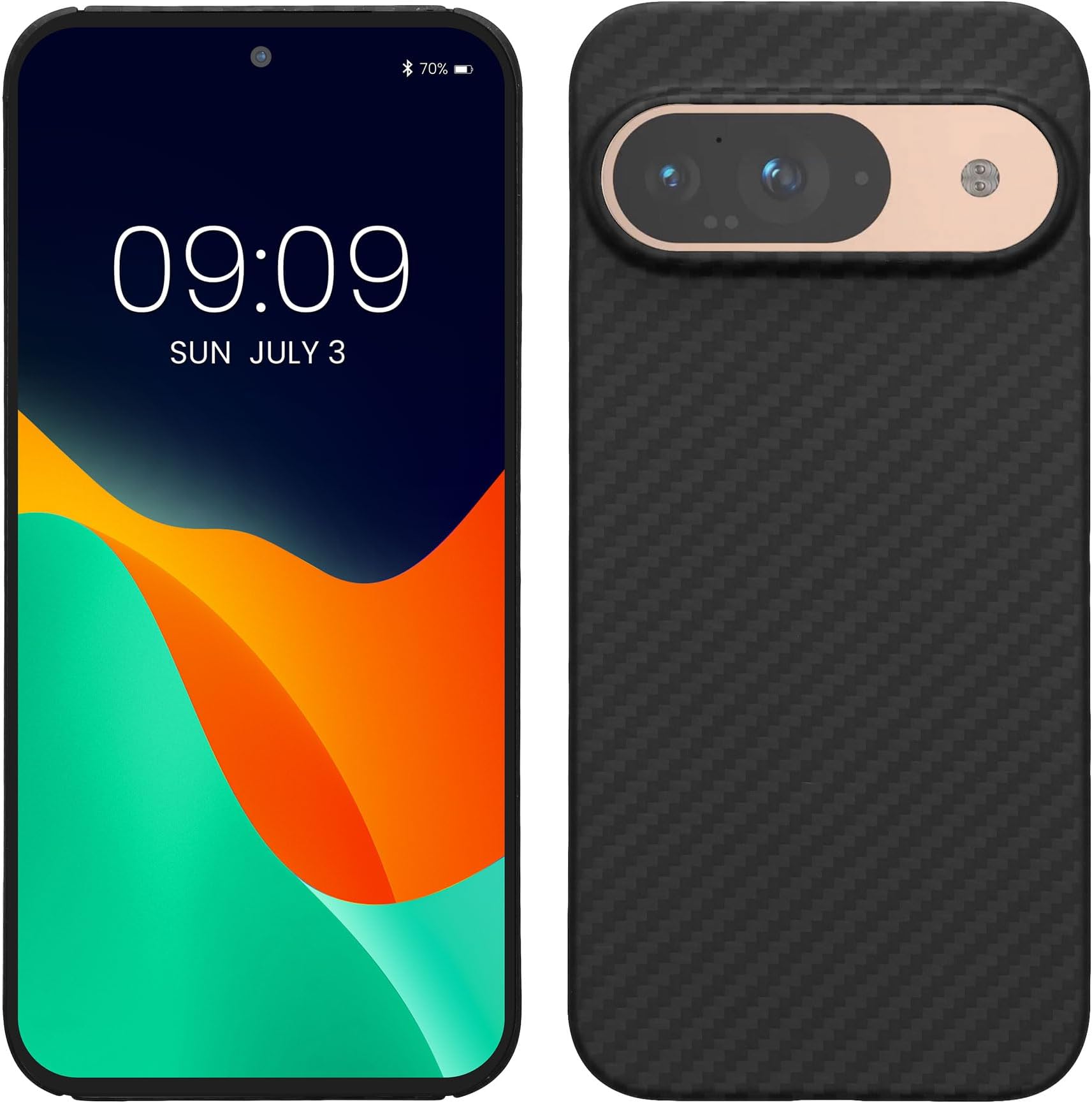 kalibri Google Pixel 9 Case - Aramid Rugged Ultra Thin Smartphone Case Protective Black Matte