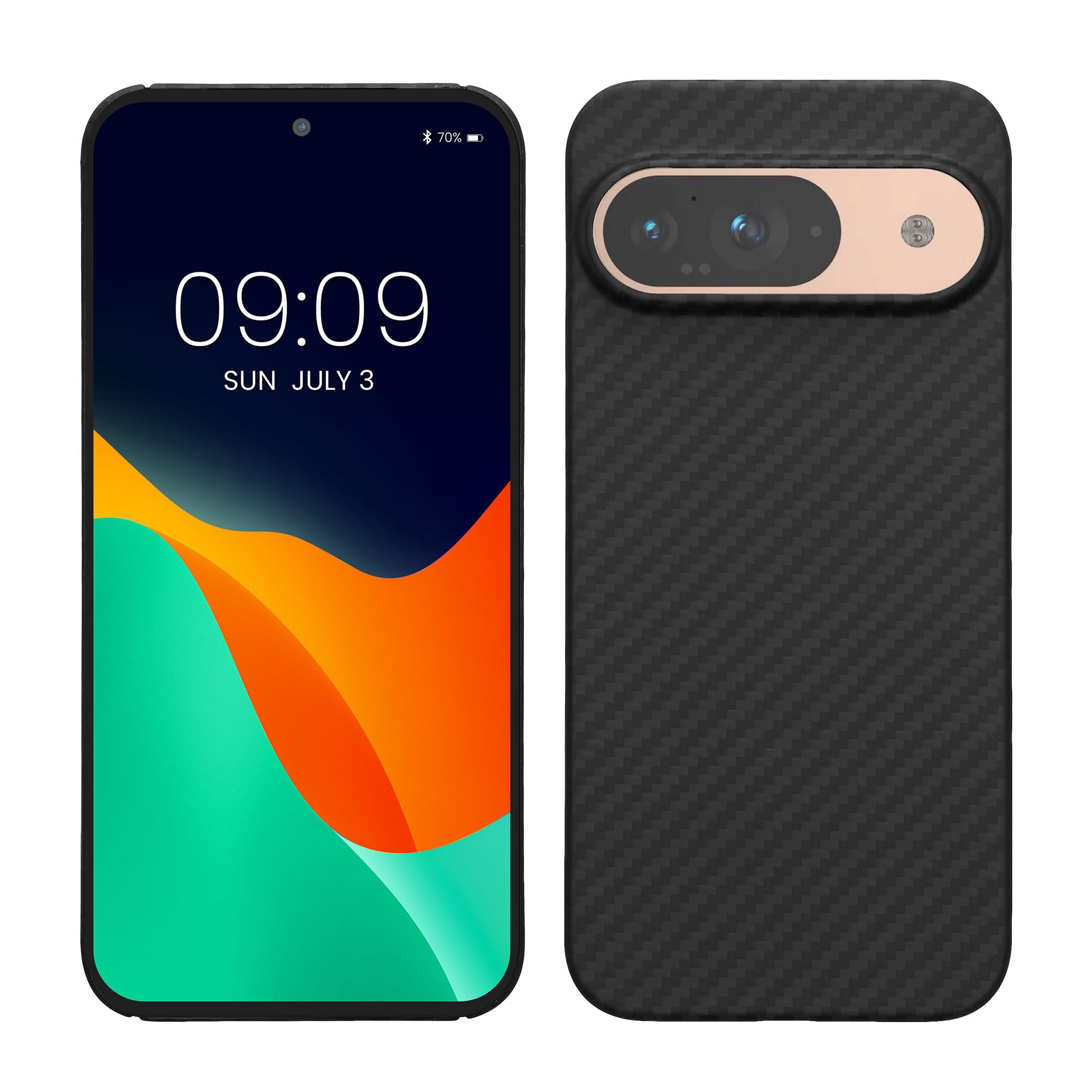 kalibriAramid Fiber Case Compatible with Google Pixel 9 - Case Super Slim Strong Protective Phone Cover - Black Matte