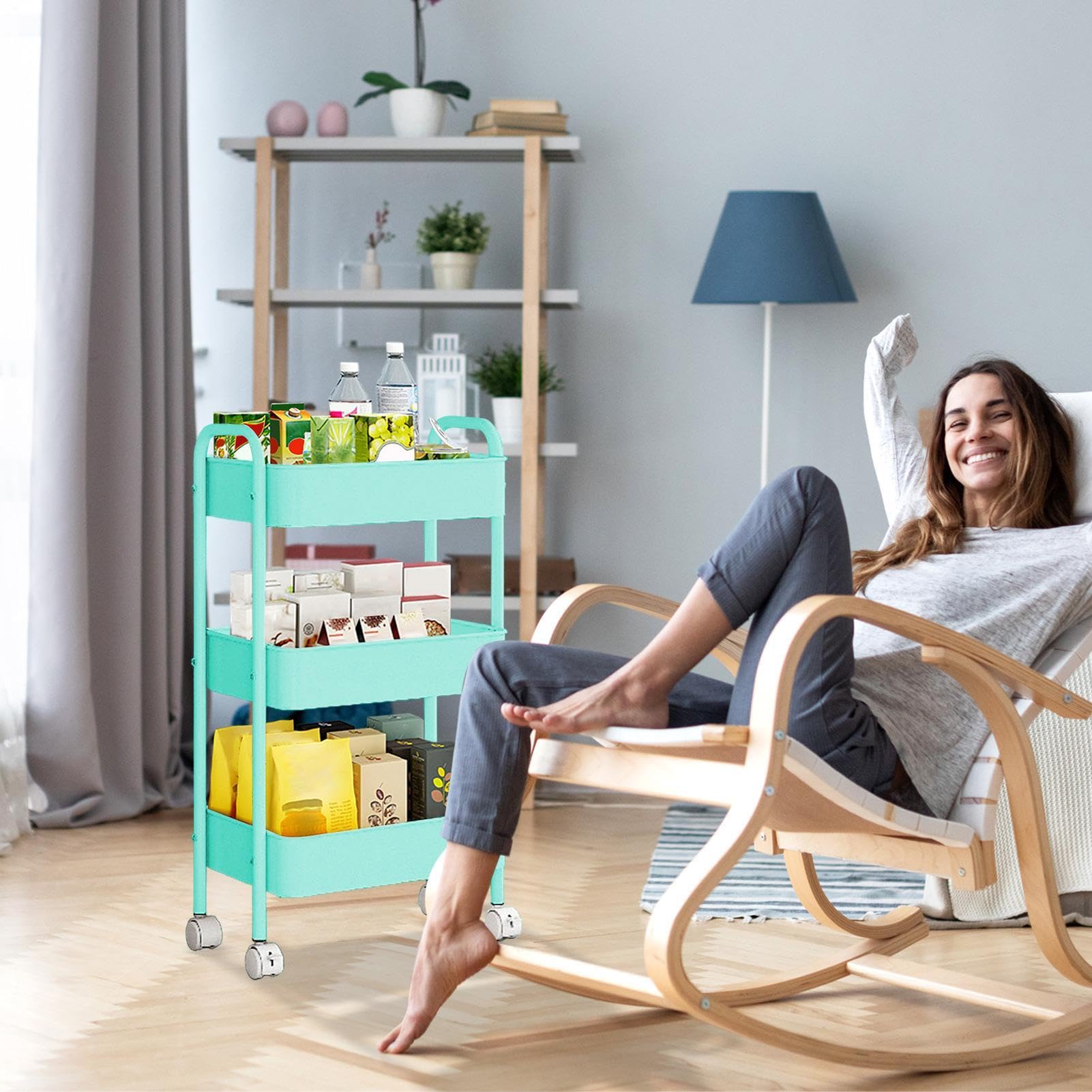 Carrello con ruote, carrello multiuso a 3 livelli, 3 , con | Carrello meccanico a 3 livelli per cucina, camera da letto, bagno