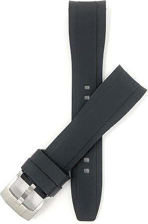 Bandini Silicone Watch Bands - Curved End - Soft Rubber Replacement Watch Straps - Waterproof - Stainless Steel Buckle - Many Colors - 18mm, 20mm, 22mm